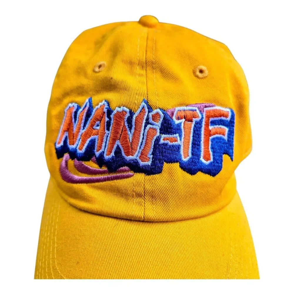 Newhattan NANI-TF Yellow Baseball Cap Hat Embroidered Anime Meme Streetwear HTF